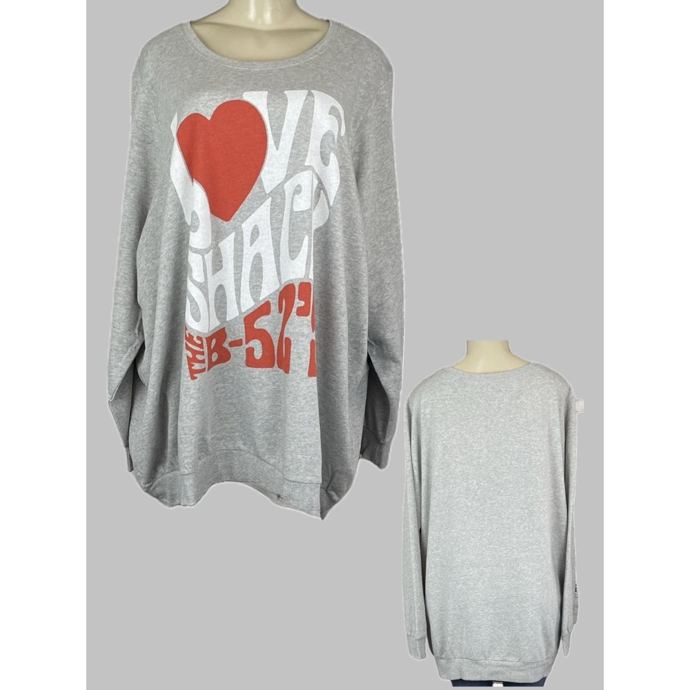 ManHead The B-52s 4X Gray Heather Love Shack Band Graphic Sweatshirt Long Sleeve